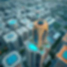 Aerial view of Address Sky View Dubai showcasing its unique architecture