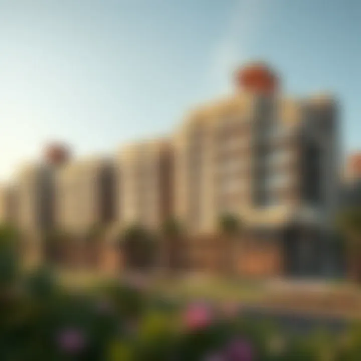 A detailed architectural rendering of a landmark project by Al Azizi Construction