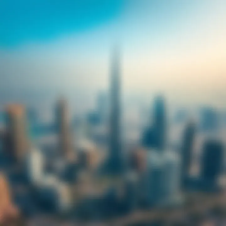 An aerial view of Dubai's skyline featuring Al Azizi Construction projects