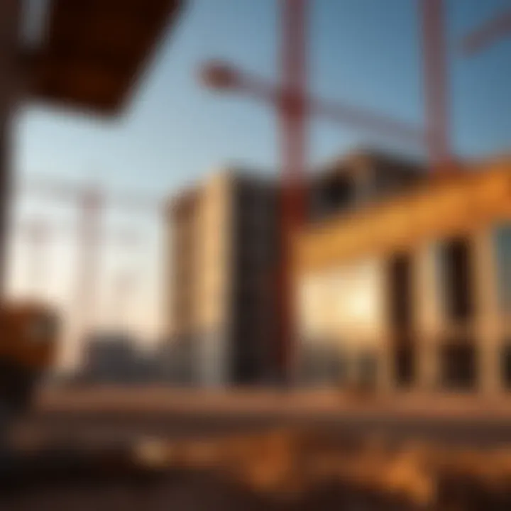 A construction site showcasing sustainable building practices implemented by Al Azizi