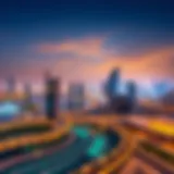 Panoramic view of Dubai Al Khail Gate skyline