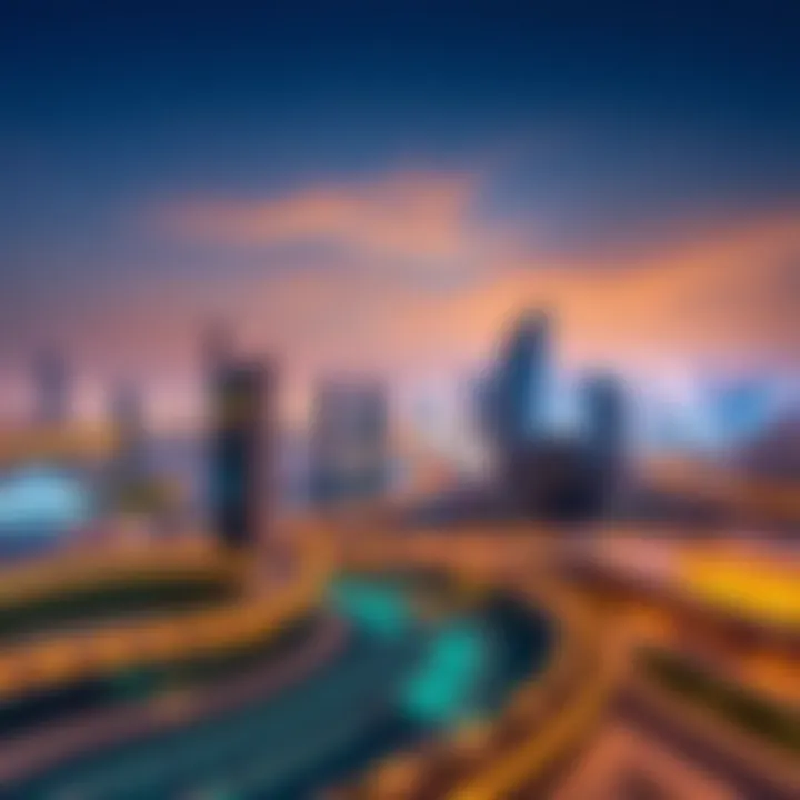 Panoramic view of Dubai Al Khail Gate skyline