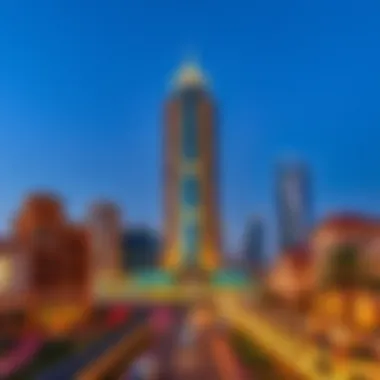 Stunning architectural view of Al Roda Tower against the Dubai skyline