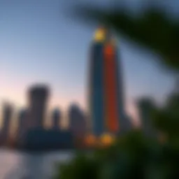 Stunning exterior view of Ambition Tower at sunset