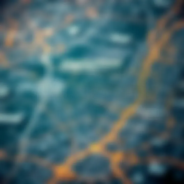 Map highlighting various neighborhoods in Dubai