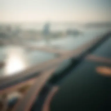 Expansive Development Landscape Between Bridges Aerial view of developments between key bridges in Abu Dhabi