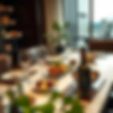 Gourmet dining setup within the Central Hotel Suites