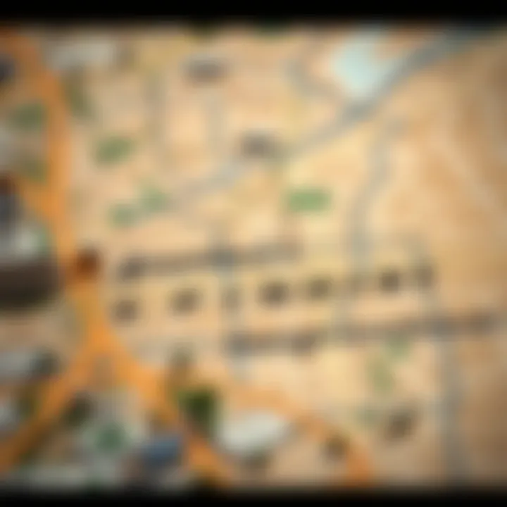 A map highlighting popular neighborhoods for renting in Dubai