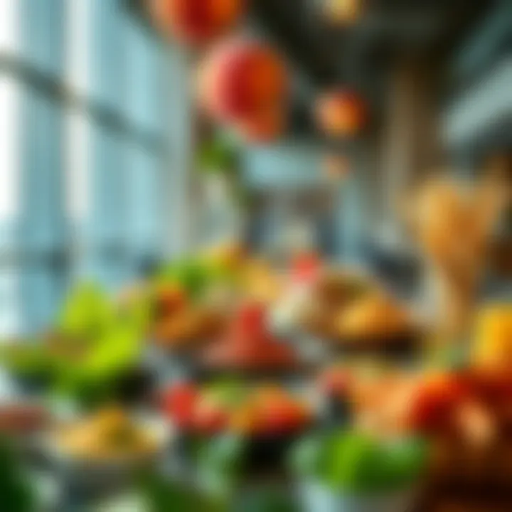 A colorful array of international dishes presented artfully