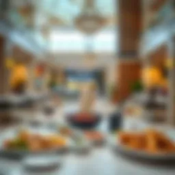 Elegant dining setup featuring a variety of cuisines