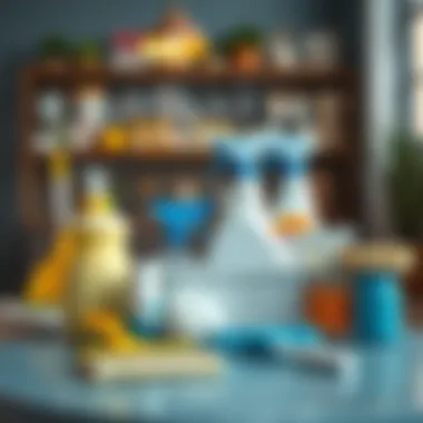 Maid service tools and cleaning supplies