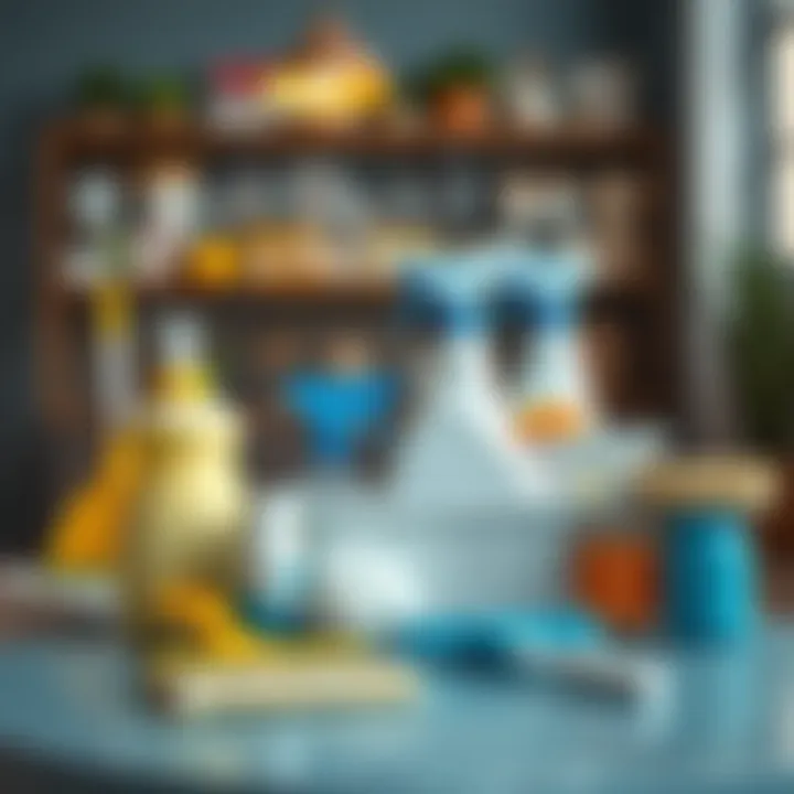 Maid service tools and cleaning supplies