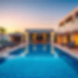 Luxurious swimming pool area at Damac Hills 2