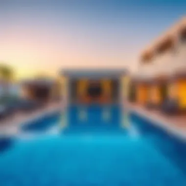 Luxurious swimming pool area at Damac Hills 2