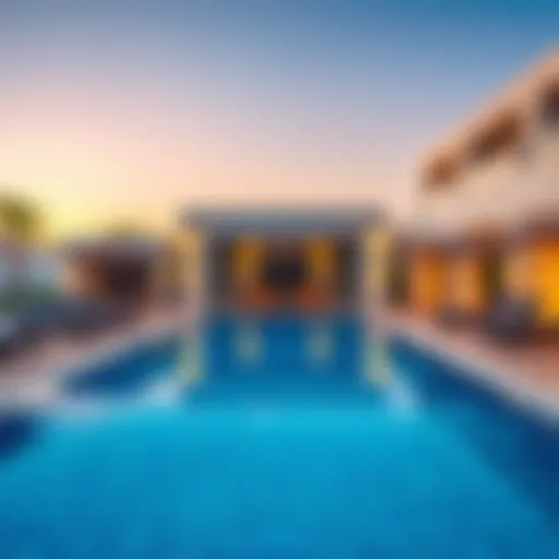 Luxurious swimming pool area at Damac Hills 2