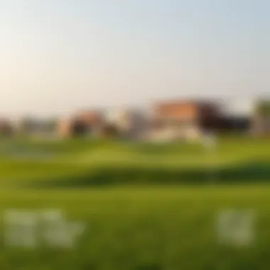 Golf course view in Damac Hills with modern architecture