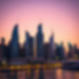 Stunning skyline of Dubai Marina with modern skyscrapers