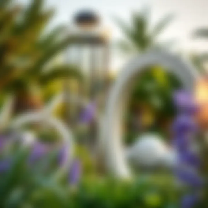 Art Installation in Harmony with Nature Art installation blending with lush greenery in the garden