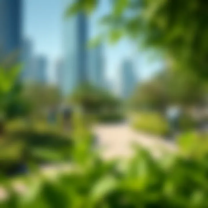 Sustainable Urban Spaces in Dubai Green urban spaces in Dubai illustrating sustainability