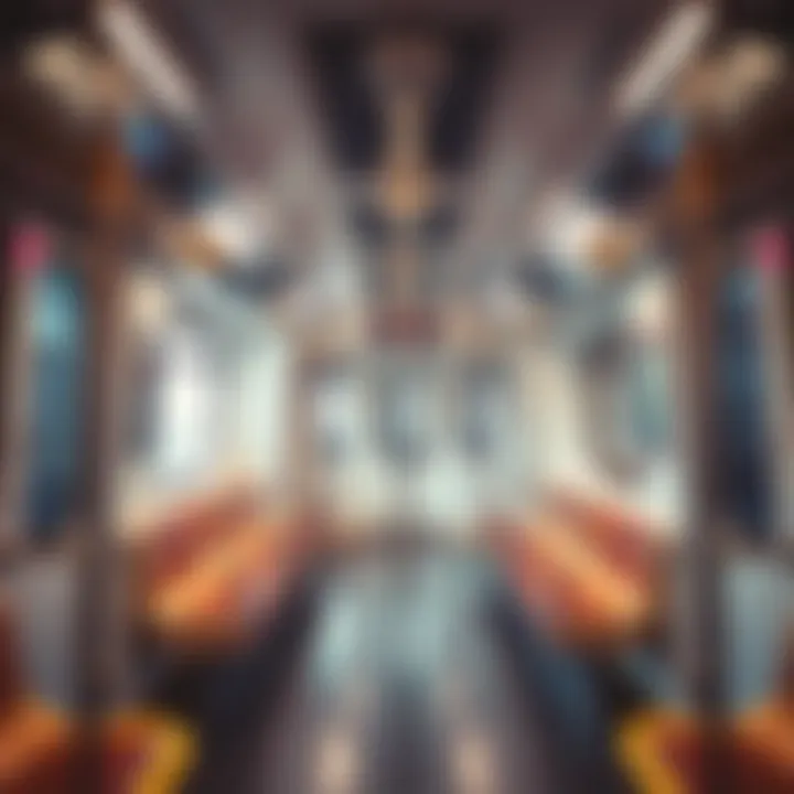 Interior of a modern metro train in Dubai