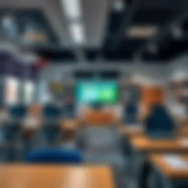 Classroom showcasing advanced technology and learning resources