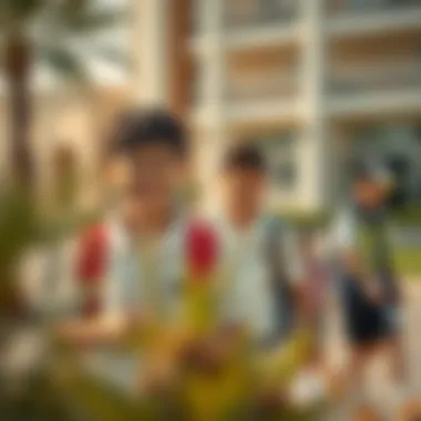 Students engaged in extracurricular activities outdoors