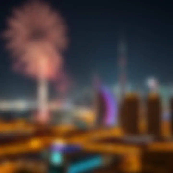 Fireworks illuminating the Dubai skyline during Eid