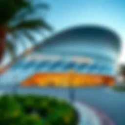 Exterior view of Etihad Arena showcasing modern architecture