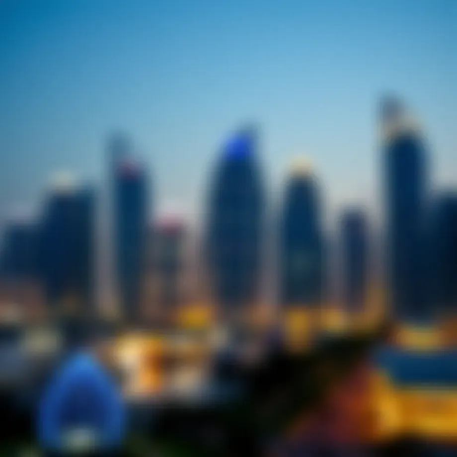 Luxurious high-rise buildings in Dubai's skyline