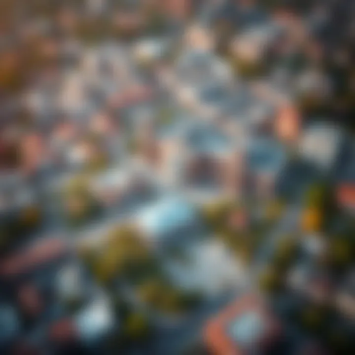 Aerial view of an academic city university campus integrated with urban surroundings