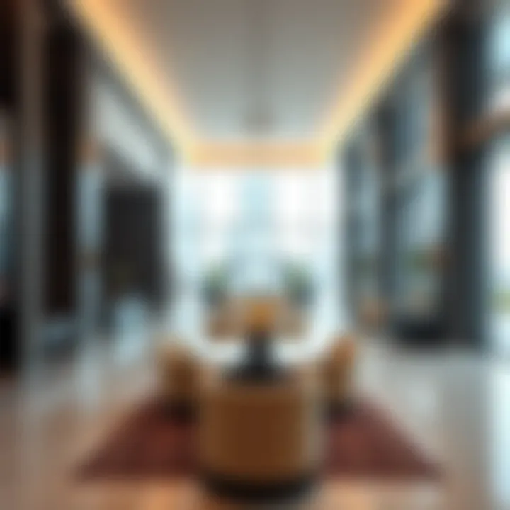Interior lobby of Addax Tower highlighting contemporary design elements
