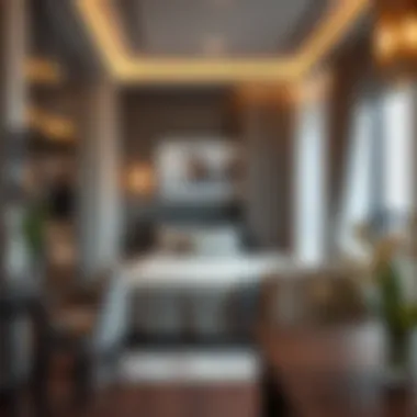 Close-up view of unique features in a small studio apartment