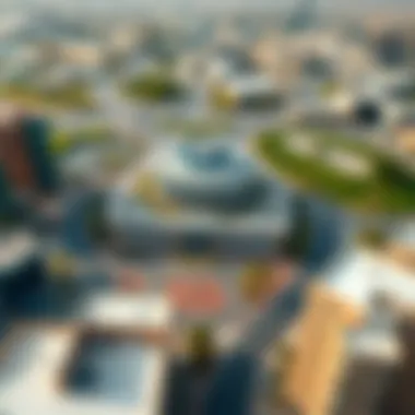Aerial perspective of Al Dana Center and surrounding areas