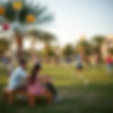 Community park in Al Khalidiya filled with families enjoying outdoor activities