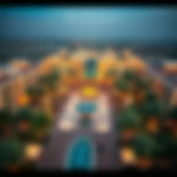 Aerial view of Al Raha Gardens Plaza showcasing its architectural design