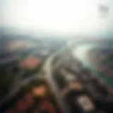 Aerial view of ممزر الشارقه showcasing its natural beauty and urban development