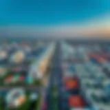 Aerial view of Aljada showcasing its modern architecture and urban landscape