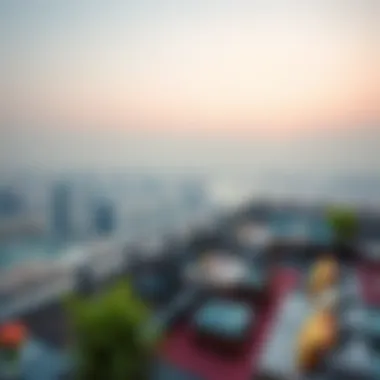 Breathtaking Views of Dubai from the Rooftop Panoramic view of Dubai from Azur Hotel's rooftop terrace