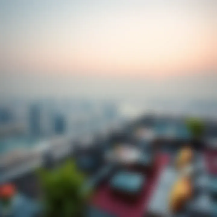 Breathtaking Views of Dubai from the Rooftop Panoramic view of Dubai from Azur Hotel's rooftop terrace