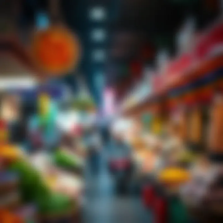 Vibrant market scene within بوادي مول highlighting commercial opportunities