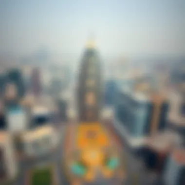 Aerial View of Bin Suloom Building Aerial view of the Bin Suloom Building and its integration within Dubai's skyline