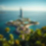 Aerial view of Bluewaters Island showcasing its unique layout and proximity to the coastline