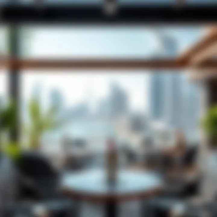 Scenic Outdoor Experience at Circle Café Relaxing outdoor seating area of Circle Café with views of Business Bay