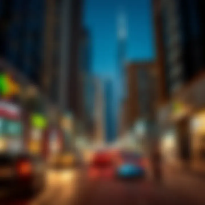 Vibrant urban life in City of Khalifa with bustling streets