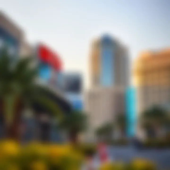 Signage of prominent media companies located in Dubai Production City.