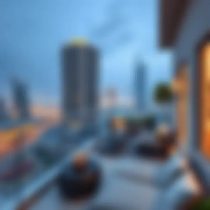 Balcony space utilized for relaxation amidst Dubai's vibrant atmosphere