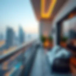 Elegant balcony design overlooking the skyline of Dubai