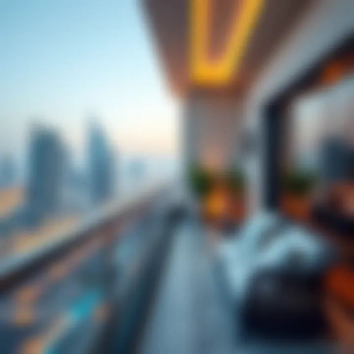 Elegant balcony design overlooking the skyline of Dubai