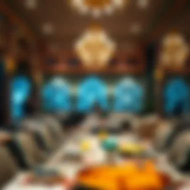 Cultural Ambiance of Indian Dining Intricately designed decor reflecting Indian culture in a Dubai restaurant