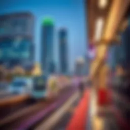 Scenic view of a Dubai metro station bustling with activity